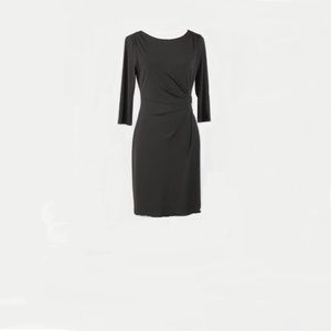 Laura Jeffries Black Dress Sz 16 Poly 3/4 Sleeve.